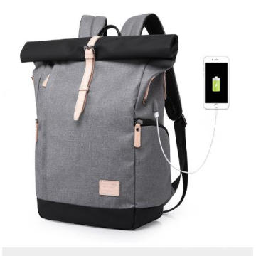 2019 New Models Nylon Men Bags Roll Top Charging USB  Anti-theft Backpack Laptop Waterproof